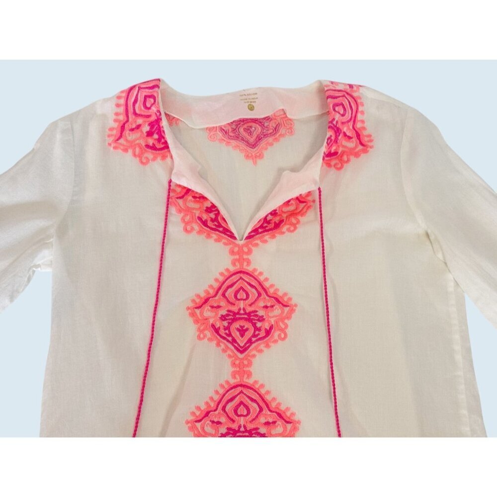 LILLY PULITZER Amelia Island Tunic White Neon Pink Size XS - Picture 3 of 8
